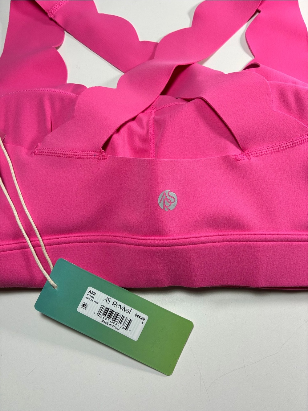 NWT AS Revival Scalloped Cross-Back Sports Bra in Hot Pink - Picture 6 of 9